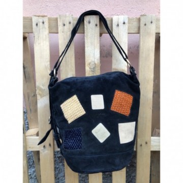 Borsa in camoscio blu anni...