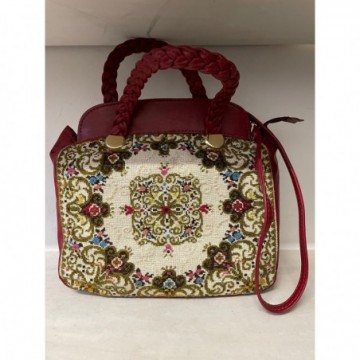 Borsa in pelle e tessuto -...